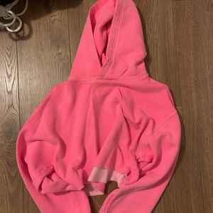 TNA Cropped Neon Pink Hoodie